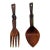 Vintage African Carved Fruitwood Large Scale Fork and Spoon, Set of 2 For Sale