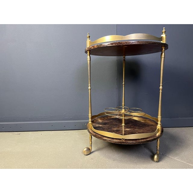 Italian Lacquered Goatskin Serving Bar Cart from Aldo Tura, 1960s For Sale - Image 4 of 12