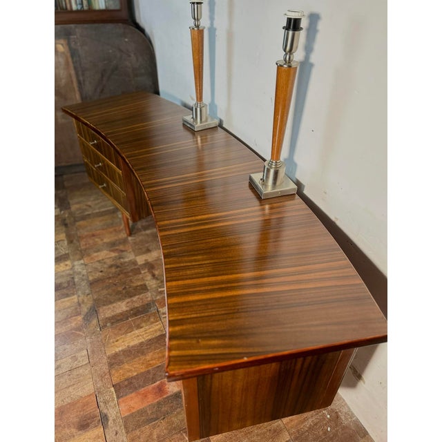 Mid-Century Curved Walnut Executive Desk from Morris of Glasgow, 1950s For Sale - Image 6 of 11