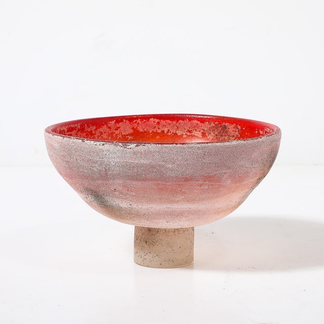 Mid-Century Modern Mid-Century Modernist Hand-Blown Murano Scavo Glass Bowl Signed Gino Cenedese For Sale - Image 3 of 11