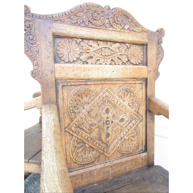 Antique Pair of English Jacobean Style Oak Armchairs For Sale - Image 11 of 18