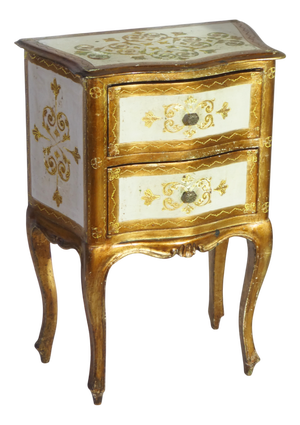 Small Vintage Florentine Gilt Wood Bedside Chest of Drawers, Italy, 1950s