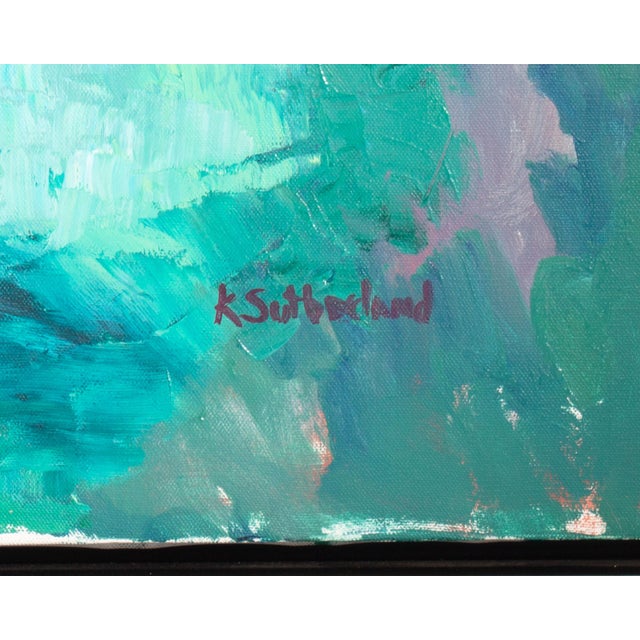 Blue Oil on Canvas Coastal Painting by Kay Sutherland For Sale - Image 8 of 9
