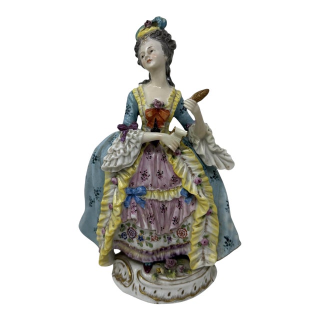 Antique Sitzendorf German Porcelain China Dancing Male Female Figure Group 19Ct For Sale
