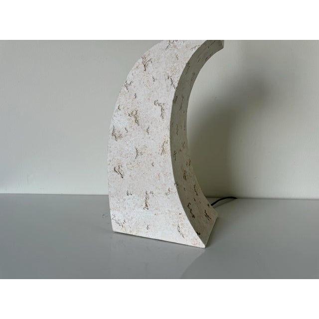 1980's Postmodern Geometric Textured Plaster Table Lamp For Sale - Image 12 of 12