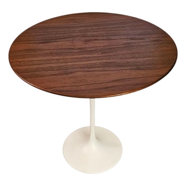 Mid 20th Century Knoll Saarinen Tulip Black Walnut Side Table For Sale