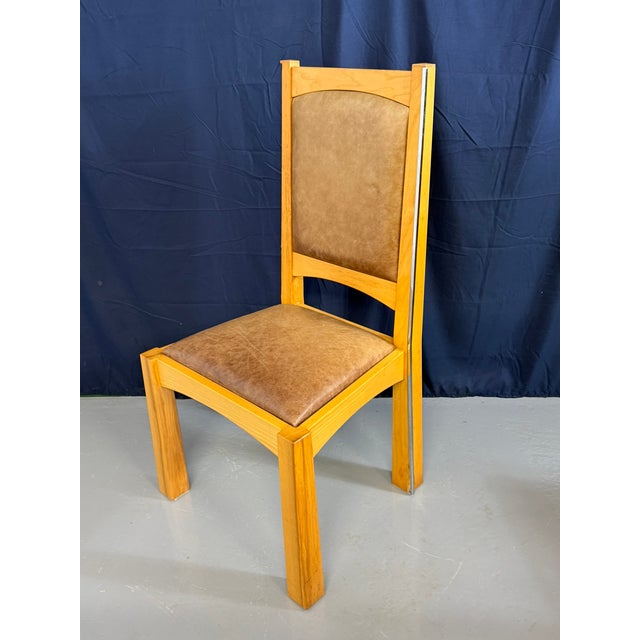 Vintage Ash Dining Suit with Leather, 2000, Set of 10 For Sale - Image 4 of 18