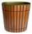 1960s Ransburg Wood Slat & Gold Metal Oval Wastebasket For Sale