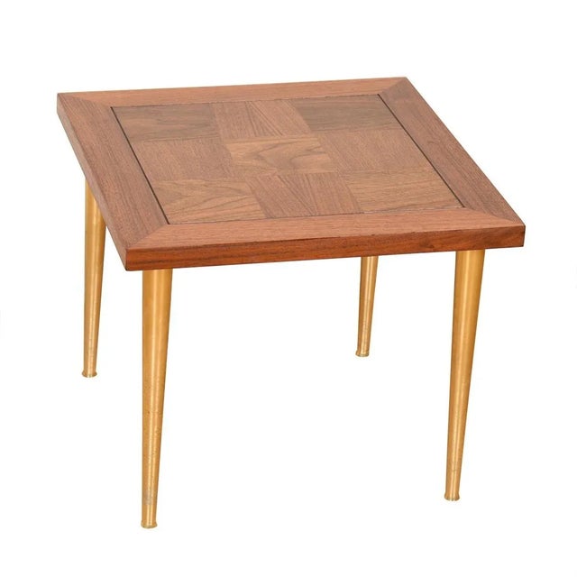 Mid 20th Century Walnut Marquetry Top Accent | End Table 18″ Square For Sale - Image 5 of 6