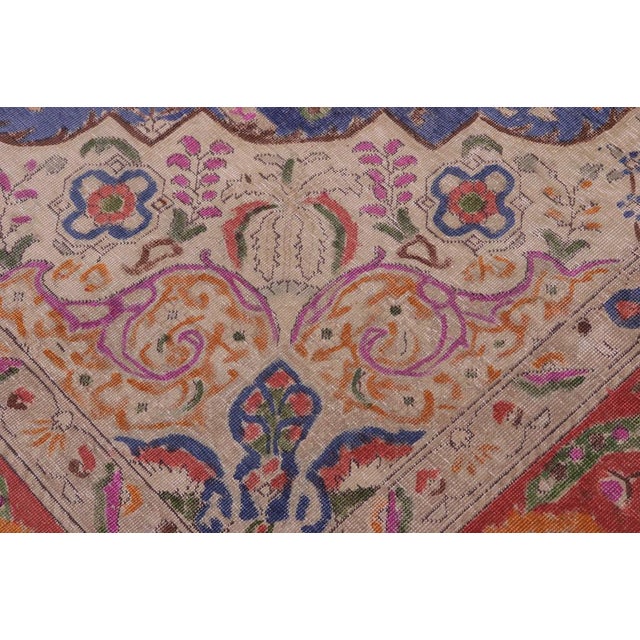 1990s Art Nouveau Vintage 1990's Blue/Red Wool Rug - 9'5'' X 12'8'' For Sale - Image 5 of 10