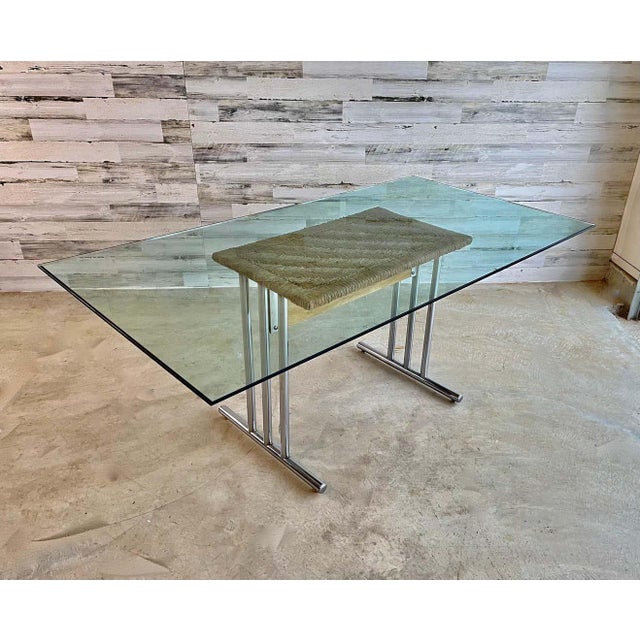 1960s Chrome With Woven Rush Dining Table For Sale - Image 9 of 13