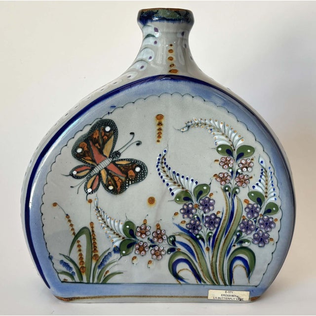 Vintage Erandi Tonalá Pottery Flask Vase, Hand-Painted, Signed, Circa 1970s For Sale - Image 13 of 13