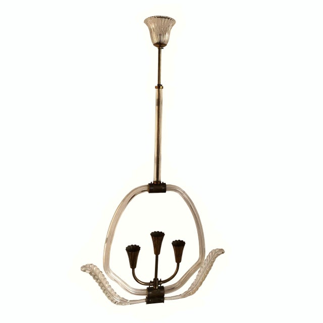 Italian Art Deco Murano Glass Ceiling Lamp from Barovier & Toso, 1940s For Sale - Image 16 of 16