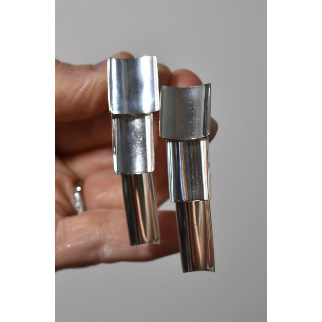 Vintage Mexican Sterling Silver Mod Segmented Post Earrings, Pair For Sale - Image 11 of 15