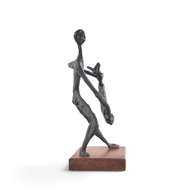 Gray Simon Gordon Mid Century Brutalist Iron Sculpture Man With Fish For Sale - Image 8 of 10