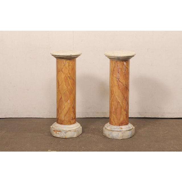 Saffron Italian Pair 3 Ft Tall Column Pedestals For Sale - Image 8 of 11