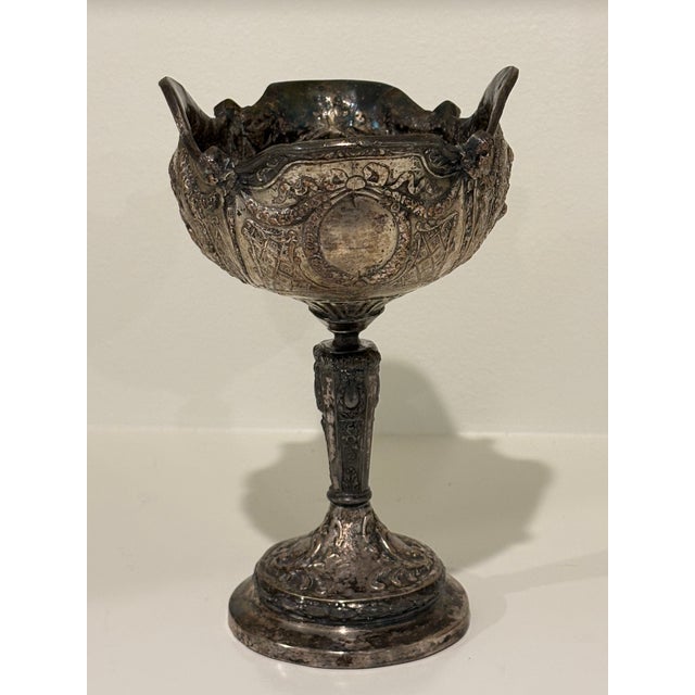 Antique Barbour International Silver-Plated Repousse Pedestal Compote Centerpiece For Sale - Image 9 of 13