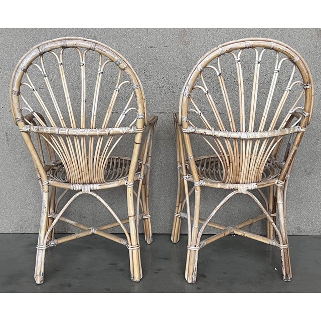 Wood 1960s Pair of Spanish Bamboo Armchairs With Ovaled Back Rest For Sale - Image 7 of 9