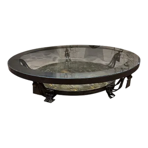 1940s Antique Glass and Bronze Cocktail Table by Roberto & Mito Block Mexico