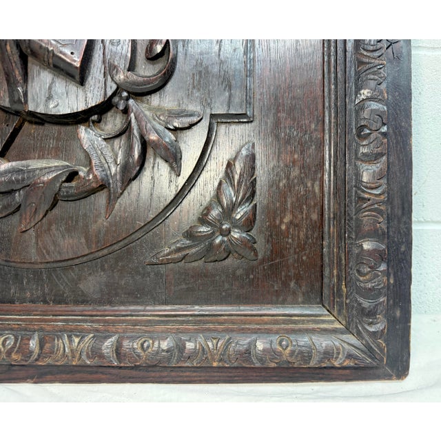 Large Antique 19th Century Architectural Salvage Art Theme Door Sculpture Panel For Sale - Image 4 of 13