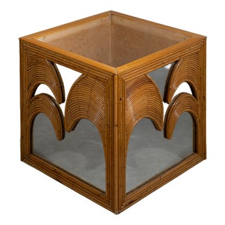 Large Bamboo and Glass Planter by G.E G. Perri for Vivai del Sud, 1970s For Sale