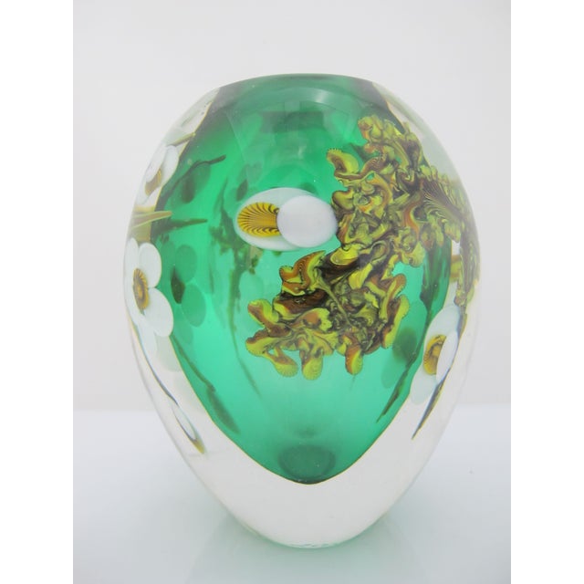 Chris Heilman Multi-Layered Glass Green Plum Blossom Paperweight Vase Sculpture For Sale - Image 4 of 11