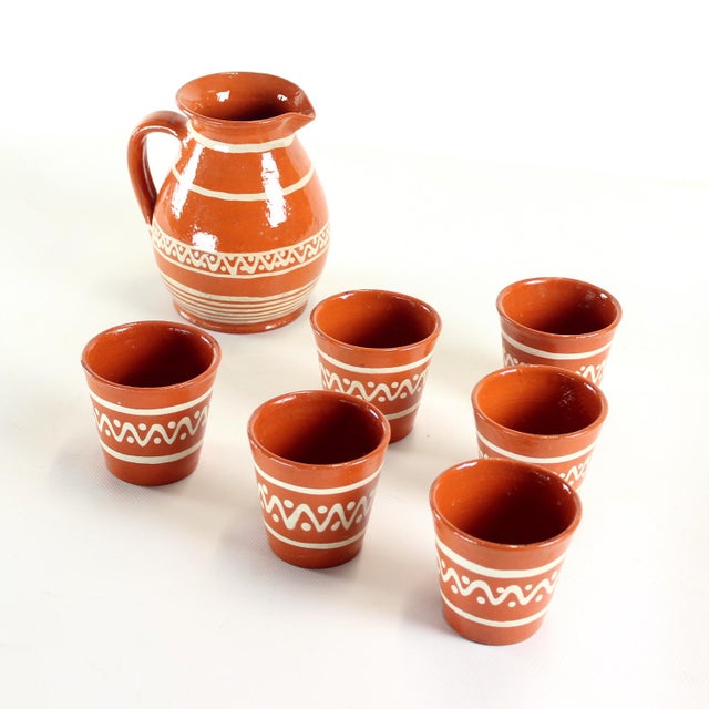 Ceramic Drinking Set, Former Czechoslovakia, 1960s, Set of 7 For Sale - Image 4 of 10