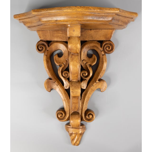Large Italian Carved Oak Wall Brackets Shelves a Pair Chairish