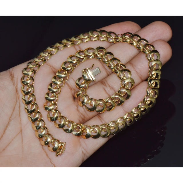 Vintage Rasner Italian 14k Solid Gold Swirl Links Chain Collar Stacking Necklace For Sale - Image 9 of 11