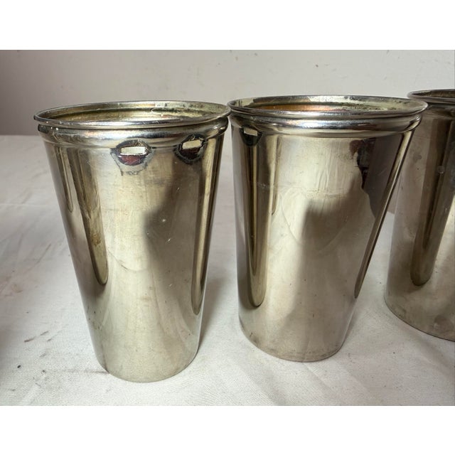 5 Vintage Landers Frary & Clark Universal Silver Plated Travel Nesting Camp Cups For Sale - Image 10 of 12