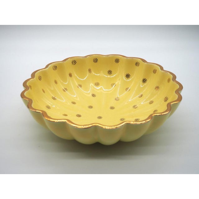 A very rare Art Deco bowl with high quality, made by Arthur Percy for Gefle Upsala Ekeby. It has a buttery yellow...