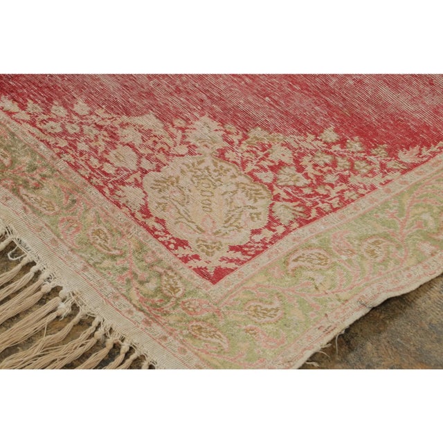 Textile Vintage Turkish Distressed Anatolian Rug With Paisley Medallion - Rug & Kilim For Sale - Image 7 of 9