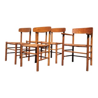 1960s A Danish Mid-Century Modern Set of 5 Dining Chairs Attributed to Borge Mogensen For Sale