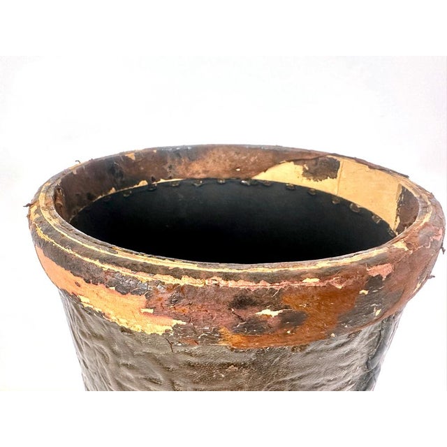 Embossed Leather Waste Paper Basket from Georg Hulbe, 1900s For Sale - Image 14 of 17