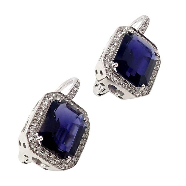 Contemporary Pasquale Bruni 18k White Gold Iolite Diamond Earrings, Pair For Sale - Image 3 of 12