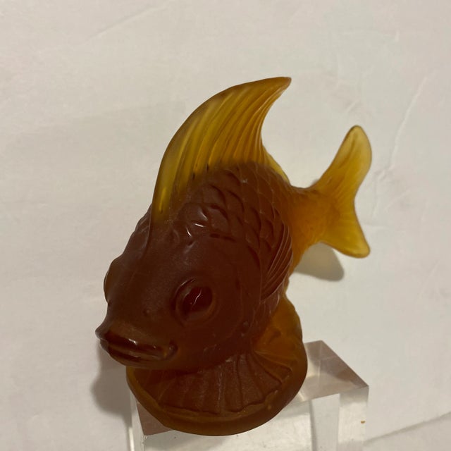 Baccarat 20th Century Satin Glass Koi Gold Fish Figurine For Sale - Image 4 of 9