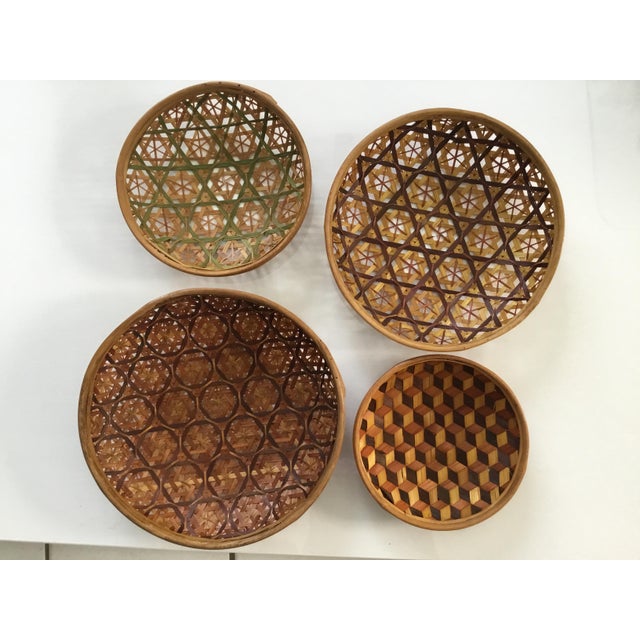 Antique Japanese Ceremonial Bamboo Woven Baskets Set of 4 Chairish