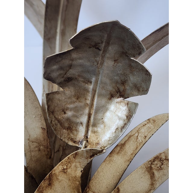 Silver Original 22 Palm Leaf Motif Wall Sconces-a Pair For Sale - Image 8 of 12