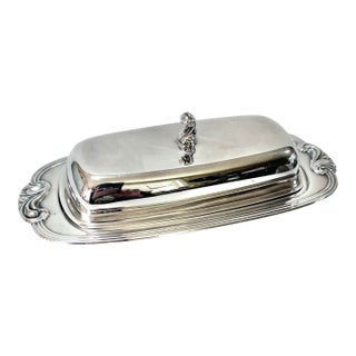 Vintage Silverplate Covered Butter Dish With Glass Insert For Sale