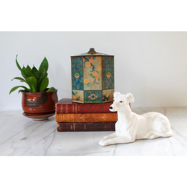 Blue Vintage Octagonal Chinoiserie Style Tin For Sale - Image 8 of 10