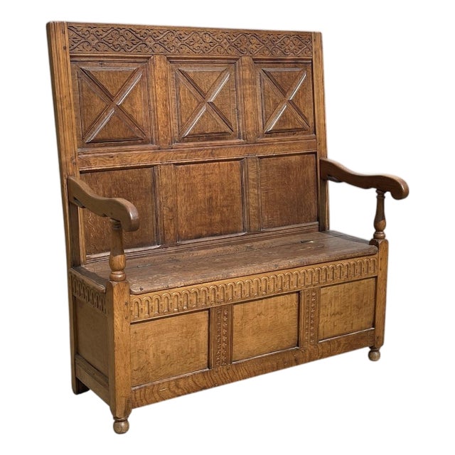Oak Storage Bench, 19th Century For Sale