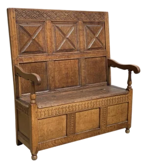 Oak Storage Bench, 19th Century
