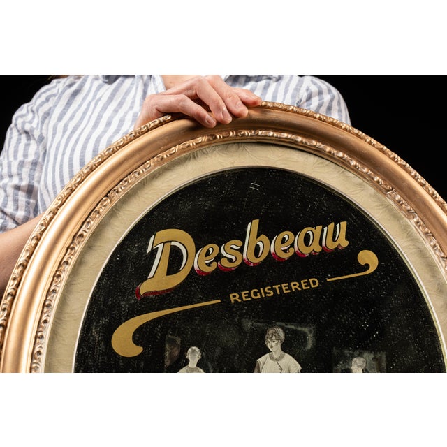 Victorian Antique Desbeau Framed Advertising Mirror For Sale - Image 3 of 5