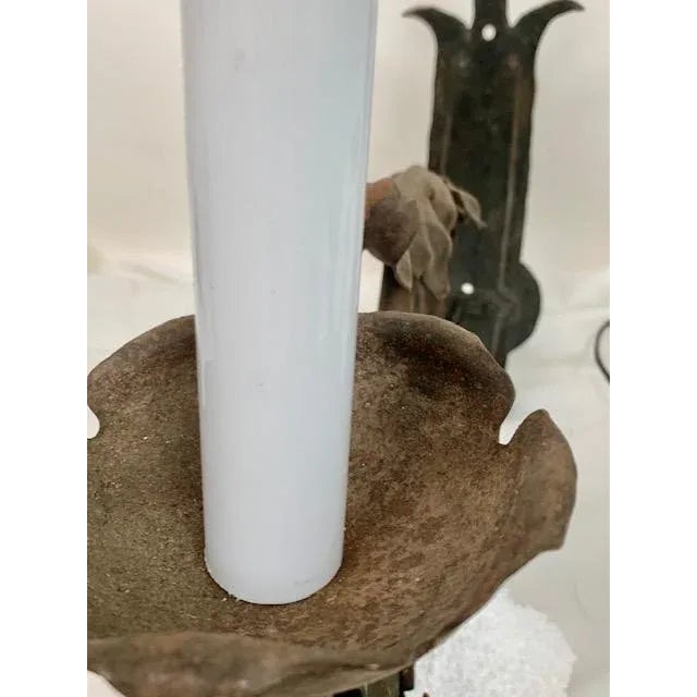 A Pair of Swing Arm Vintage Hand Forged Spanish Sconces Circa 1930s For Sale In West Palm - Image 6 of 12