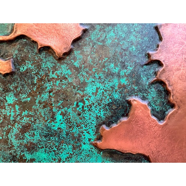 Abstract Geologic Metal Wall Sculpture With Green Patina For Sale - Image 9 of 12