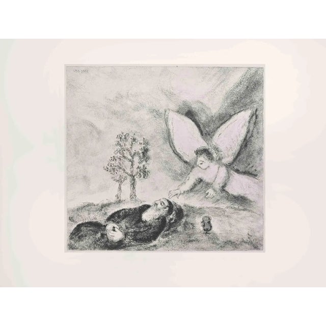 Marc Chagall, Elijah Comforted by an Angel, Etching, 1956 For Sale