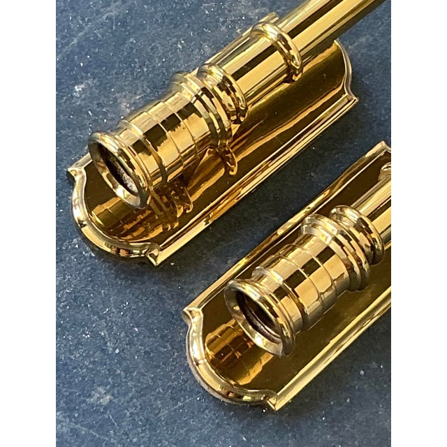 Vintage Regency Polished Brass Hurricane Candle Sconces For Sale - Image 4 of 7