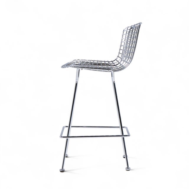 Metal Harry Bertoia for Knoll Mid Century Chrome Counter Stools - Pair For Sale - Image 7 of 13