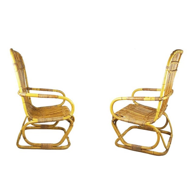 Mid-Century Modern Italian Armchairs in Rattan and Rush, 1960s, Set of 2 For Sale - Image 14 of 18