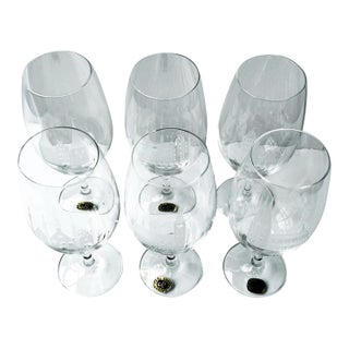 Vintage Carl Rotter Lubeck Crystal Wine Glasses: Etched European Architecture - Set of 6 For Sale